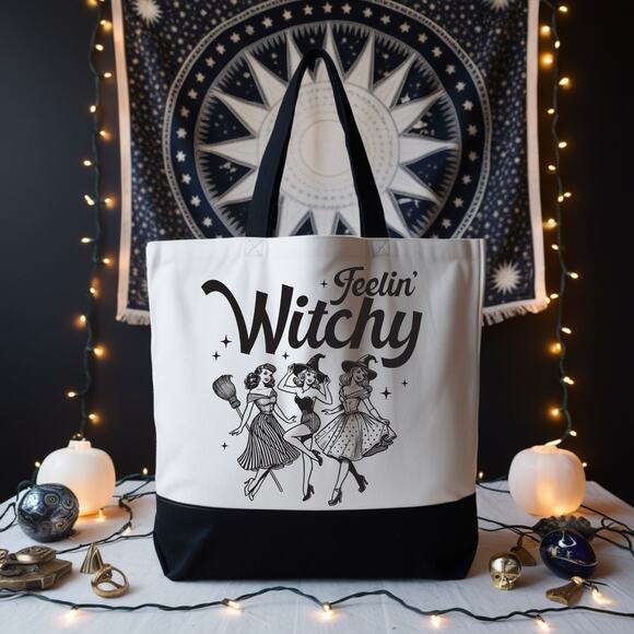 Feelin Witchy Sassy Retro Pinup Tote Bag - Picture 2 of 5
